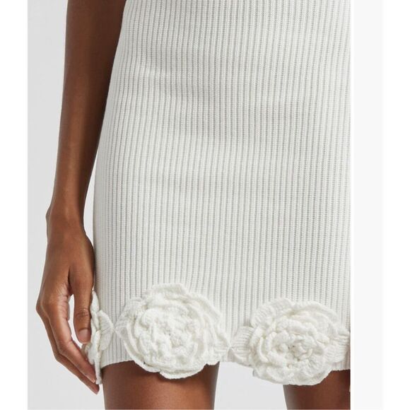 ELEXIAY Tami Rib Empire Waist Minidress handmade crochet In White size M NWT - Picture 5 of 12